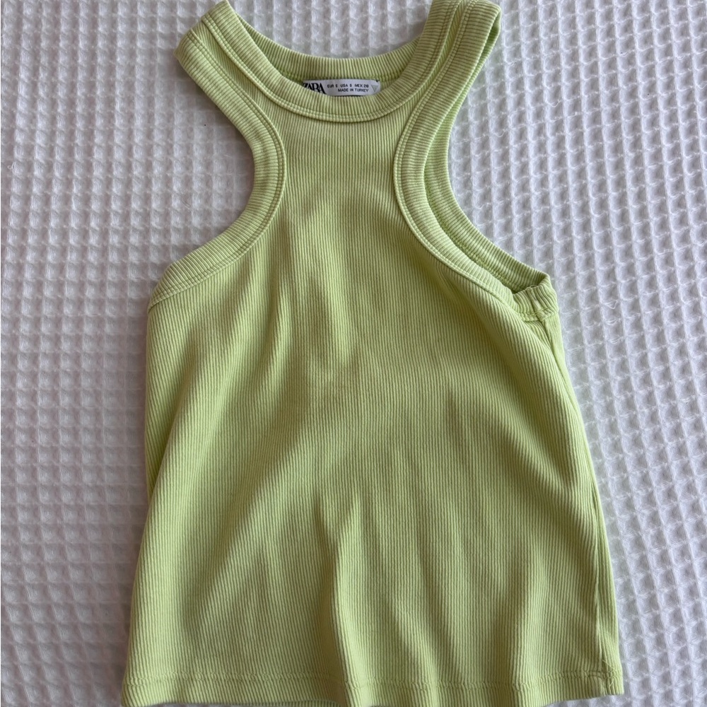 Zara Lime Green Ribbed Tank Top